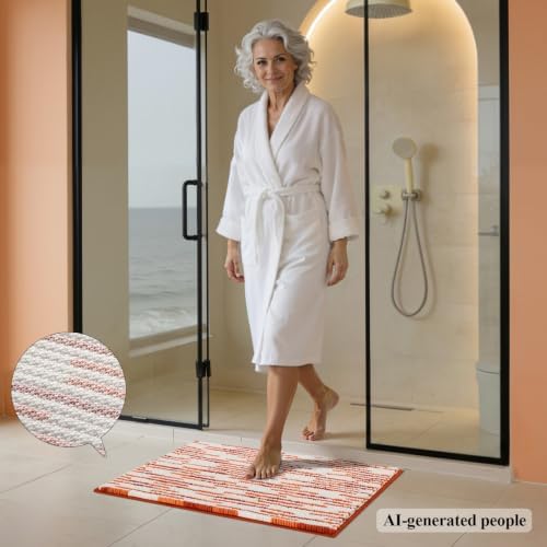 BSICPRO Bathroom Rugs Sets 2 Piece, Fall Bath Mat 20"x32"+16"x24", Orange - Image 3