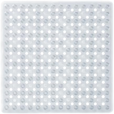 Yimobra Square Shower Floor Mat Non Slip, 21"X21" Machine Washable Bath Tub Mat, Soft on Feet, Bathmat with Drain Holes and Suction Cups, Fast Draining, Clear by Yimobra