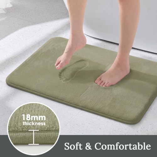 HUXMEYSON 3-Piece Memory Foam Bathroom Rug Set, Olive Green - Image 3
