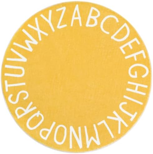 Topotdor Round ABC Area Rug,71 Inch Soft Floor Carpet,Yellow by Topotdor