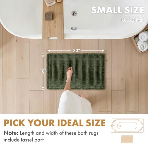 MIULEE Christmas Hunter Green Set of 2 Waffle Bathroom Rugs 18x30 Inch - Image 2