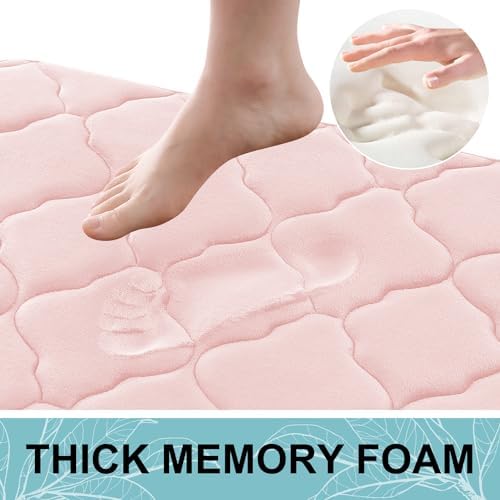 OLANLY Memory Foam Bath Mat Rug 44x24, Ultra Soft Bathroom Rugs, Pink - Image 3