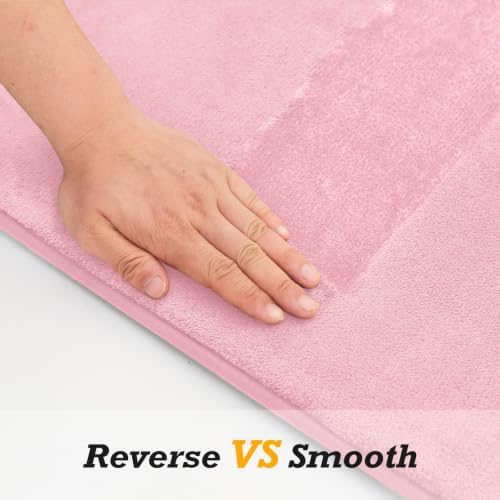 HUXMEYSON Bathroom Rugs Sets 2 Piece, Non-Slip & Quick Dry Bath Mat Set, Ultra Soft Velvet Bath Rugs for Bathroom, Toilet and Shower Floor, Rose Pink - Image 3