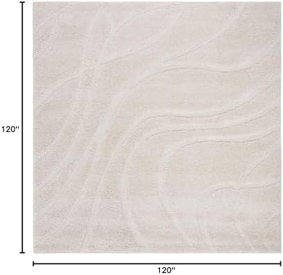 SAFAVIEH Florida Shag Square Rug 10', Soft Plush Modern Cream SG471-1111 - Image 2