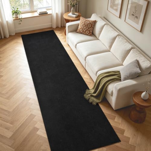 2x10 Black Solid Runner Rug Washable Non-Slip for Kitchen Hallway Bathroom - Image 4