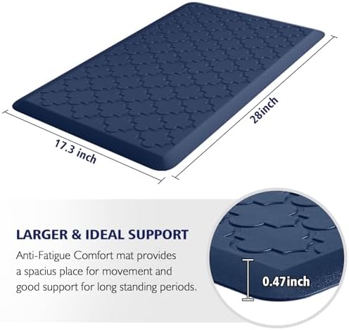 WISELIFE Kitchen Mat, Cushioned Anti Fatigue Floor Mat, 17.3"x28" Blue - Image 2
