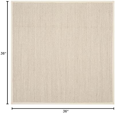 SAFAVIEH Natural Fiber Square Rug 3' Sisal Textured, Marble & Beige NF143C - Image 2