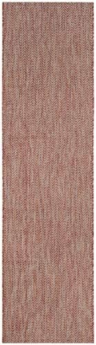 SAFAVIEH Outdoor Runner Rug 2'3"x16' - Courtyard Collection - Coastal Design, Red & Beige, Durable & Easy Cleaning, Ideal for Patio, Entryway, Mudroom, Backyard (CY8022-36521) - Image 2