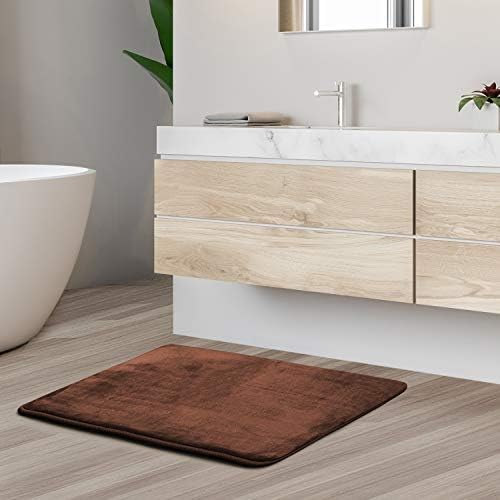 Clara Clark Bathroom Rugs, Velvet Memory Foam Bath Mat, Non-Slip, Machine Washable Bath Rugs - Dries Quickly, Ultra Soft Plush Bath Mats for Bathroom, 17 x 24, Chocolate Brown - Image 2