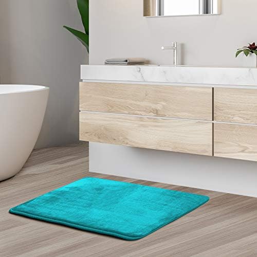 Clara Clark Bathroom Rugs, Velvet Memory Foam Bath Mat, Non-Slip, Machine Washable Bath Rugs - Dries Quickly, Ultra Soft Plush Bath Mats for Bathroom, 17 x 24, Teal Blue - Image 2