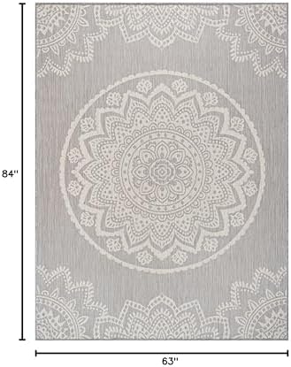 CAMILSON Outdoor Rug 6x9 Modern Area Rugs for Indoor and Outdoor Patios and Porches - Waterproof, Washable, Non-Shedding, Easy-to-Clean Outside Carpet (6 x 9, Medallion - Grey/White) - Image 2
