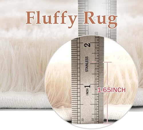 PureCozy Beige 5x8 Area Rug for Living Room Soft Checkered Shag Carpet - Image 6