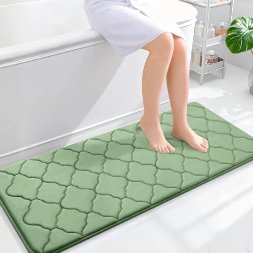 OLANLY Memory Foam Bath Mat Rug 47x20, Ultra Soft Bathroom Rugs, Sage Green by OLANLY