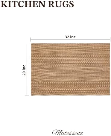 MatEssenz 20"x30" Kitchen Rugs, Woven Kitchen Mats for Floor, Machine Washable Mats Boho Style, Non Slip, Anti-Skid TPR Backing for Kitchen, Non-Slip, Durable, Easy Clean, Everyday Use Brown - Image 2