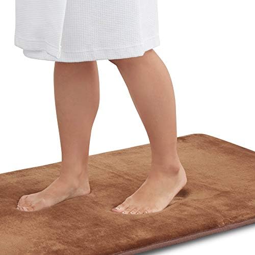 Memory Foam Bath Mat Non Slip Absorbent Super Cozy Velvet Bathroom Rug Carpet (24 inches X 48 inches, Brown) by Genteele