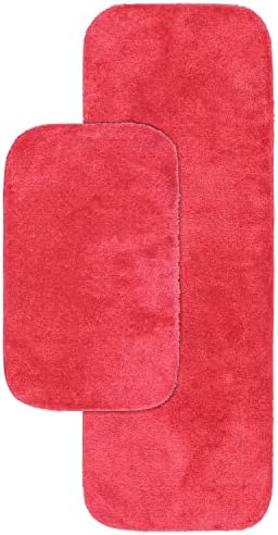 Garland Rug Traditional Nylon Washable Pink Hibiscus 2 Bath Rugs (21" X 34", 22" X 60") - Soft, Absorbent, and Stylish for Your Bathroom by Garland+Rug