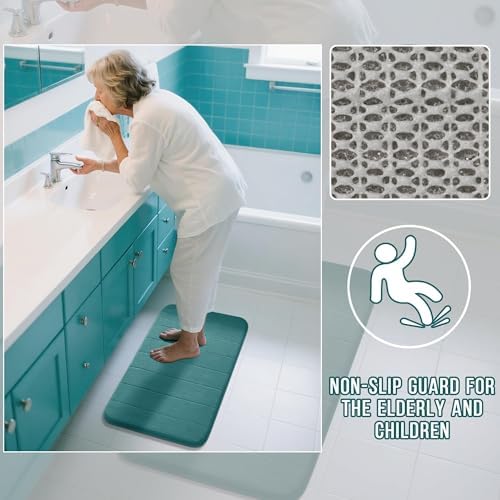 Yimobra Bathroom Runner Rugs 72"x24" Non Slip Washable Memory Foam Bath Mat, Super Soft Water Absorbent Hallway Carpet for Vanity Tub Shower, Teal - Image 5
