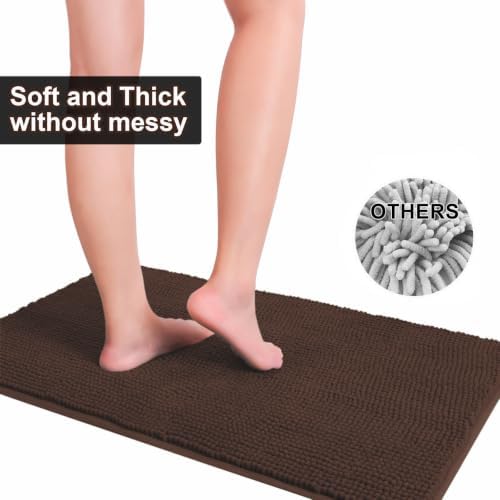 Urvoix Bathroom Rugs Sets 3 Piece, Chenille Bath Mat Set, Brown - Image 4