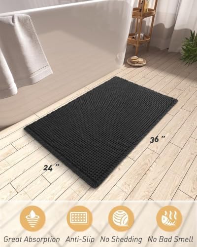 Upgraded Waffle Bath Mat Ultra Absorbent Non Slip Bathroom Mat, 24" x 36" - Image 2