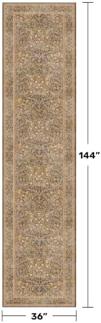 3x12 Extra Long Runner Rugs for Hallways, Vintage Washable Kitchen Floor Mats Non Slip, Floral Entryway Rug Indoor, Low Pile & Soft Stain Resistant Carpet - Oriental Home Décor - Image 2