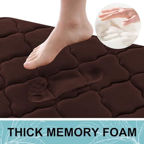 OLANLY Memory Foam Bath Mat Rug 40x32, Ultra Soft Bathroom Rugs, Brown - Image 3