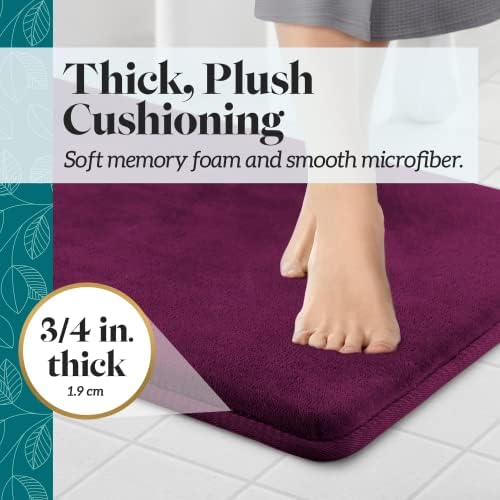 Memory Foam Bath Mat Non Slip Absorbent Super Cozy Velvet Bathroom Rug Carpet (22 inches X 42 inches, Eggplant) - Image 4