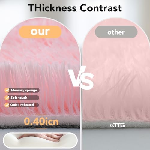 Topmaxcs Pink Fluffy Area Rugs 4x6: Furry Cute Bedroom Rugs - Image 3