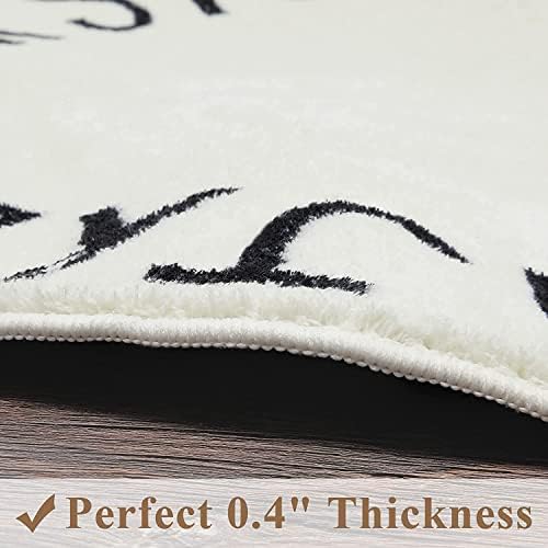 Topotdor Round ABC Area Rug,71 Inch Soft Floor Carpet,White - Image 3