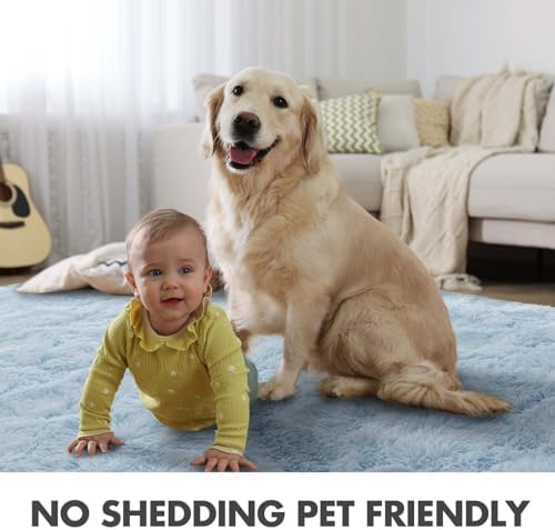 4x6 Ft Shag Rugs for Bedroom Living Room, Ultra Soft Fluffy Furry Area Rugs for Indoor Floor, Aesthetic Carpet for Kids Home Decor (Light Blue) - Image 6