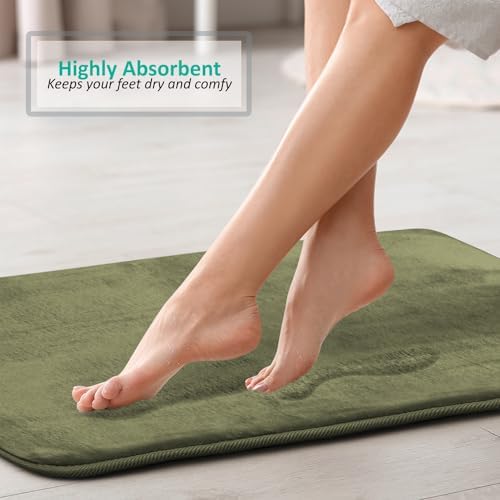 Clara Clark 2 Piece Bathroom Rugs, Velvet Memory Foam Bath Mat Set, Non-Slip Bath Rugs, Machine Wash, Dries Quickly, Ultra Soft Plush Bath Mats for Bathroom, 20 x 32 + Contour, Sage Green - Image 7