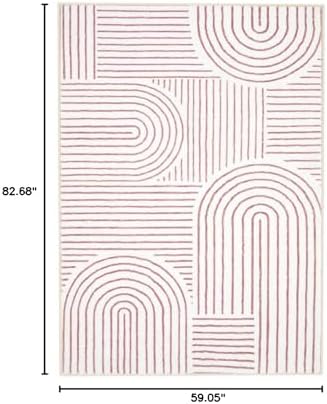 Lahome Abstract Pink and White Rugs for Bedroom Girls, Soft Washable Rugs - Image 2