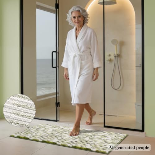 BSICPRO Bathroom Rugs Sets 2 Piece, Modern Bath Mat 20"x47"+20"x32", Sage - Image 3