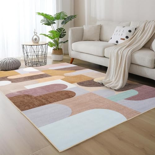 Ompaa Living Room Rug 5x8 Brown Area Rug Machine Washable Rug Non Slip Indoor Large Rugs for Bedroom, Classroom, College Dorm, Farmhouse, Dining Room, Kids Playroom by OmpaaHomeDecor