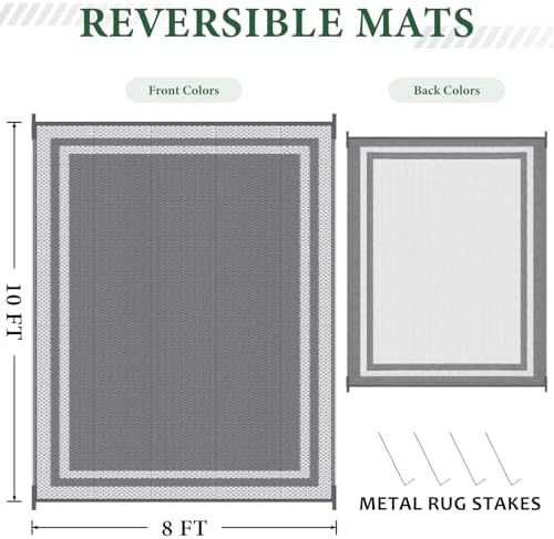 HappyTrends Outdoor Rug Portable Plastic Straw Camping Rugs for Outside RV - Image 2