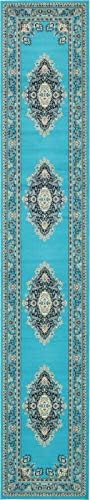 Unique Loom Reza Collection Traditional Persian Style Area Rug, 3 ft x 16 ft 5 in, Turquoise/Ivory by UniqueLoom