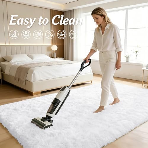 OLANLY 3x4 Machine Washable Accent Rug, Soft Fluffy Shaggy Area Rug for Bedroom, Living Room, Indoor Floor Carpet for Kids, Nursery, Home Decor, White - Image 6