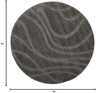 SAFAVIEH Florida Shag Round Rug 8', Soft Plush Modern Grey SG471-8080 - Image 2
