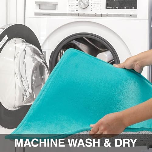 Memory Foam Bath Mat Non Slip Absorbent Super Cozy Velvet Bathroom Rug Carpet (20 inches X 32 inches, Teal) - Image 4