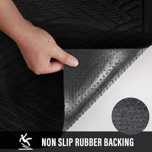 HIYARD Sturdy Front Door Mat, Absorbent Muddy Dirt Resist Welcome Door Mats Outdoor Indoor, Stain and Fade Resistant, Non-Slip Backing Entry Mat Low Profile Doormat for Entryway, 47×32, Black - Image 3