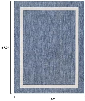 Luul Home Bordered Outdoor Rug 10x14 Washable Outside Carpet for Indoor Patio Porch Waterproof Easy Cleaning Non Shedding Area Rugs Blue 10 x 14 - Image 2