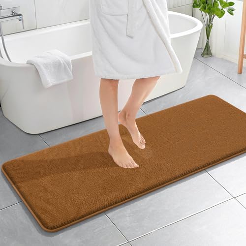 OLANLY Memory Foam Bathroom Runner Rugs 59x20, Absorbent Long Mat, Ochre by OLANLY