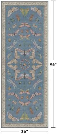 Vintage Blue Insect Hallway Runner Rug 3x8 Long, Non Slip Washable Carpet for Kitchen & Entryway Décor - Image 2