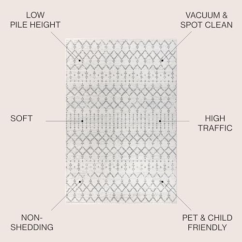 JONATHAN Y Boho Vintage Diamond Cream/Gray Oval Area Rug 6X9 ft, Moroccan Hype for Living Room, Bedroom, Kitchen, Office, Easy-Cleaning, High Traffic, Pet-Friendly, Non-Shedding (MOH101B-6OV) - Image 2