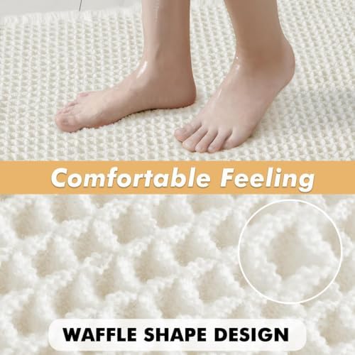MIULEE Set of 2 Waffle Bathroom Rugs Boho Bath Mat White 24x36 Inch - Image 5