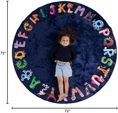 ABC Kids XL 6 ft Alphabet Rug - Nursery & Classroom - Circle Blue - Image 2