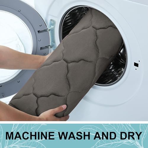 OLANLY Memory Foam Bath Mat Rug 30x20, Ultra Soft Bathroom Rugs, Taupe - Image 7