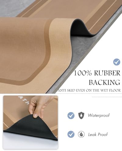 MontVoo-Bath Mat-Bath Mat Rug Non Slip Super Absorbent Stain Resistant Quick Dry Thin Bathroom Rug-Bath Mats for Bathroom Floor Bathtub Vanity-Bathmat Bath Rug Easy Care 17"x35" Brown - Image 4