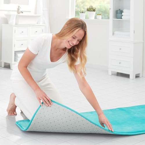 Memory Foam Bath Mat Non Slip Absorbent Super Cozy Velvet Bathroom Rug Carpet (24 inches X 48 inches, Teal) - Image 2