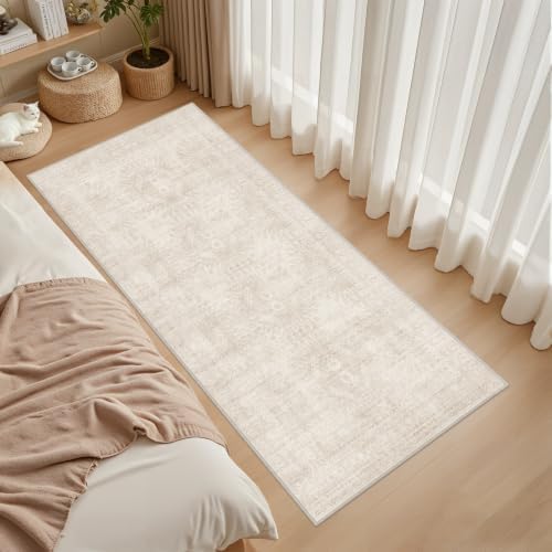 3x6 Hallway Washable Runner Rug: Neutral Kitchen Carpet Beige - Image 3