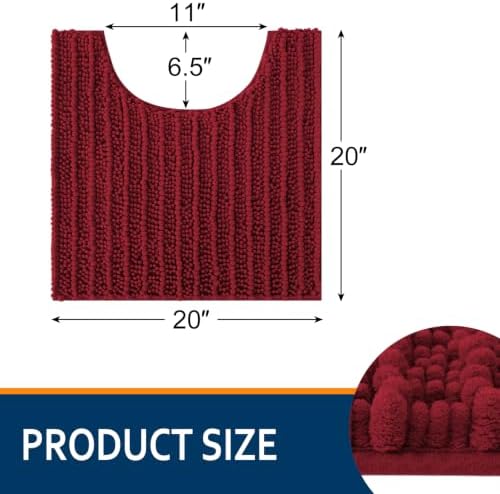 Smiry Bathroom Toilet Rugs U Shaped 20X20, Chenille Bath mats for Toilet - Image 2